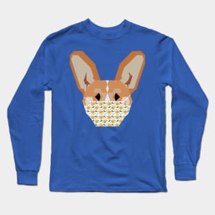 Dog Wearing Pixel Flower Mask Long Sleeve T-Shirt